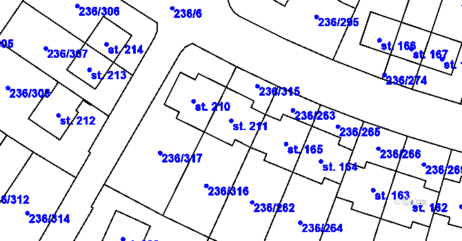 Parcela st. 211 v KÚ Němčice nad Labem, Katastrální mapa