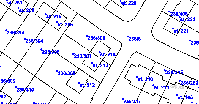 Parcela st. 214 v KÚ Němčice nad Labem, Katastrální mapa