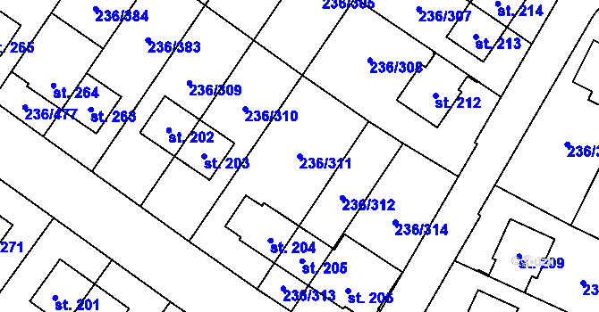 Parcela st. 236/311 v KÚ Němčice nad Labem, Katastrální mapa