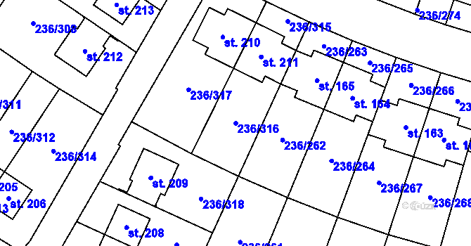Parcela st. 236/316 v KÚ Němčice nad Labem, Katastrální mapa