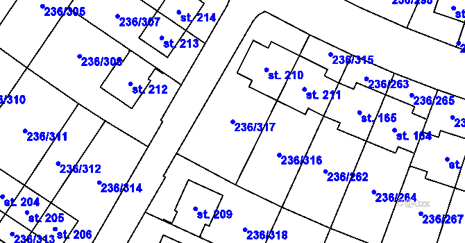 Parcela st. 236/317 v KÚ Němčice nad Labem, Katastrální mapa