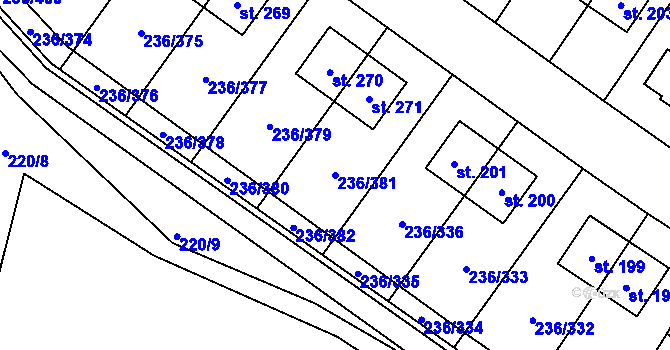 Parcela st. 236/381 v KÚ Němčice nad Labem, Katastrální mapa
