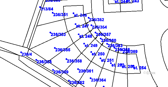 Parcela st. 249 v KÚ Němčice nad Labem, Katastrální mapa