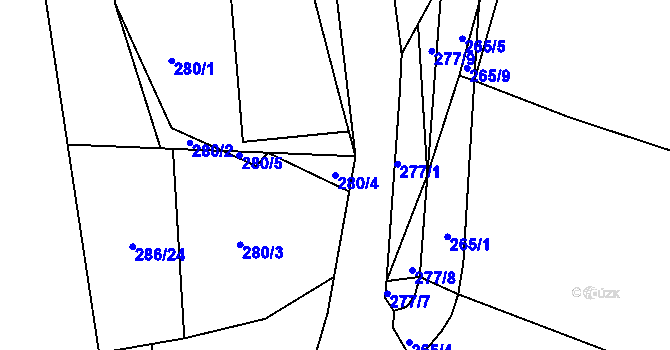 Parcela st. 280/4 v KÚ Němčice nad Labem, Katastrální mapa