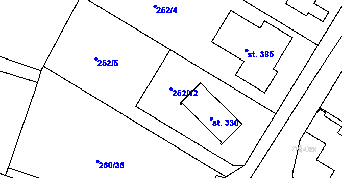 Parcela st. 252/12 v KÚ Němčice nad Labem, Katastrální mapa