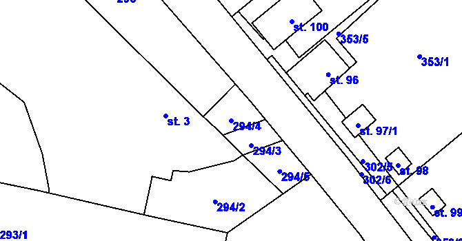 Parcela st. 294/4 v KÚ Němčice nad Labem, Katastrální mapa