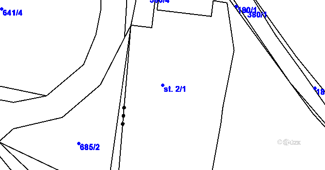 Parcela st. 2/1 v KÚ Ráby, Katastrální mapa