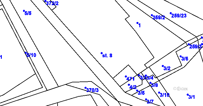 Parcela st. 8 v KÚ Ráby, Katastrální mapa