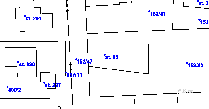 Parcela st. 85 v KÚ Ráby, Katastrální mapa