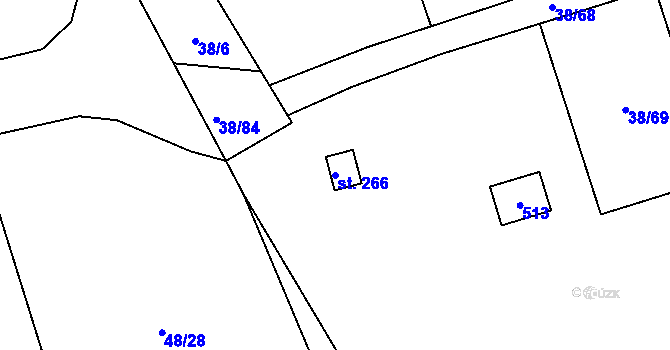 Parcela st. 266 v KÚ Ráby, Katastrální mapa