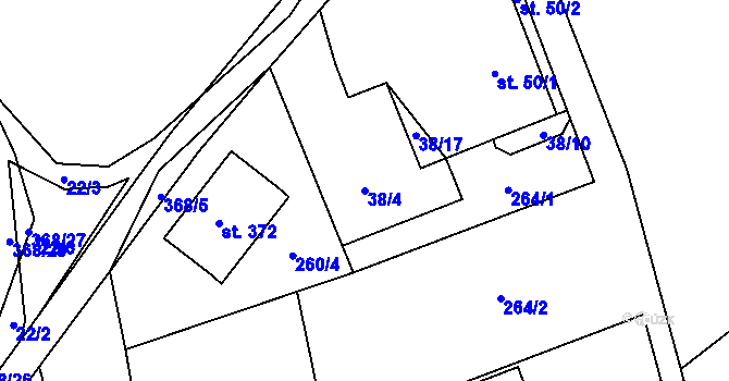 Parcela st. 38/4 v KÚ Ráby, Katastrální mapa