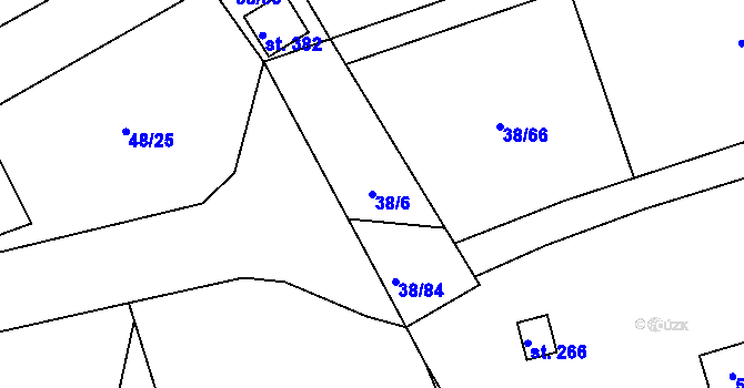 Parcela st. 38/6 v KÚ Ráby, Katastrální mapa