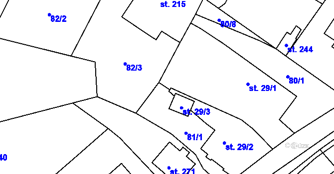 Parcela st. 82/4 v KÚ Ráby, Katastrální mapa