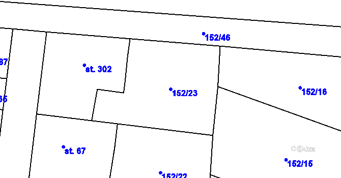 Parcela st. 152/23 v KÚ Ráby, Katastrální mapa