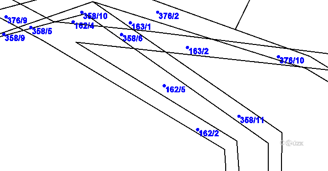 Parcela st. 162/5 v KÚ Ráby, Katastrální mapa