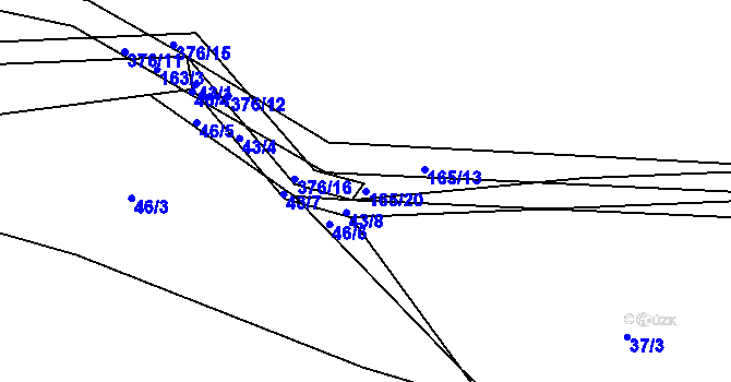 Parcela st. 165/20 v KÚ Ráby, Katastrální mapa