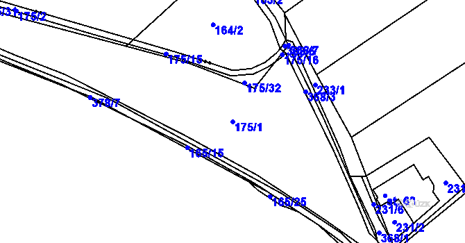 Parcela st. 175/1 v KÚ Ráby, Katastrální mapa