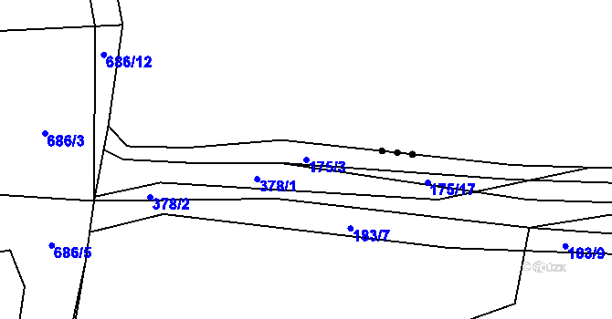 Parcela st. 175/3 v KÚ Ráby, Katastrální mapa