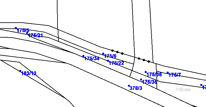 Parcela st. 175/6 v KÚ Ráby, Katastrální mapa