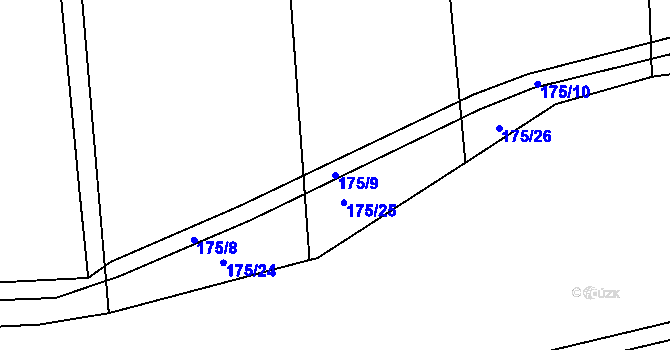 Parcela st. 175/9 v KÚ Ráby, Katastrální mapa