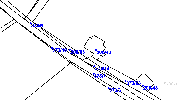 Parcela st. 200/42 v KÚ Ráby, Katastrální mapa