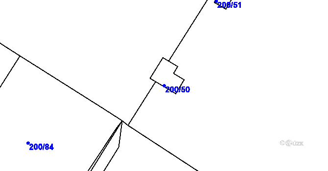 Parcela st. 200/50 v KÚ Ráby, Katastrální mapa