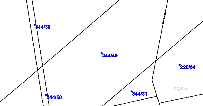 Parcela st. 344/49 v KÚ Ráby, Katastrální mapa