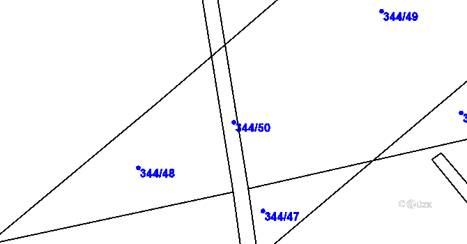 Parcela st. 344/50 v KÚ Ráby, Katastrální mapa