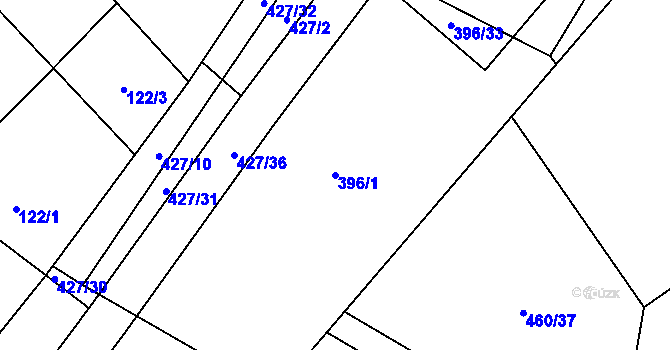 Parcela st. 396/1 v KÚ Ráby, Katastrální mapa