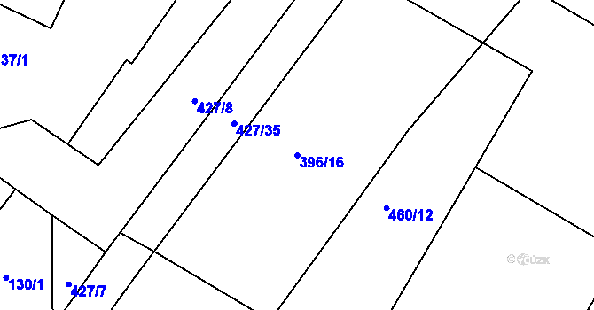 Parcela st. 396/16 v KÚ Ráby, Katastrální mapa