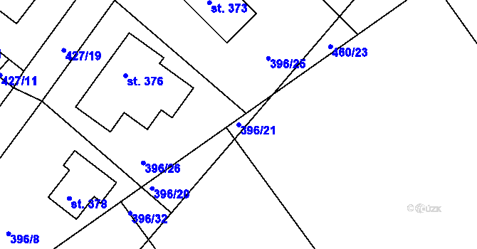 Parcela st. 396/21 v KÚ Ráby, Katastrální mapa