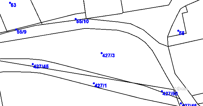 Parcela st. 427/3 v KÚ Ráby, Katastrální mapa
