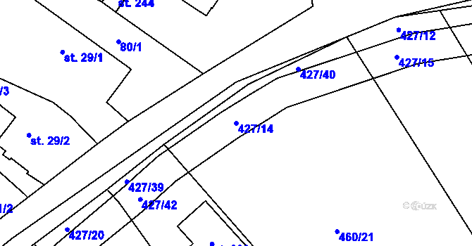 Parcela st. 427/14 v KÚ Ráby, Katastrální mapa