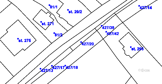Parcela st. 427/20 v KÚ Ráby, Katastrální mapa
