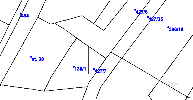 Parcela st. 427/29 v KÚ Ráby, Katastrální mapa