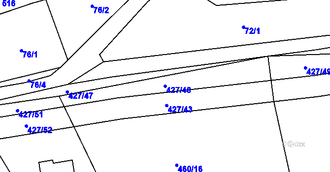 Parcela st. 427/48 v KÚ Ráby, Katastrální mapa