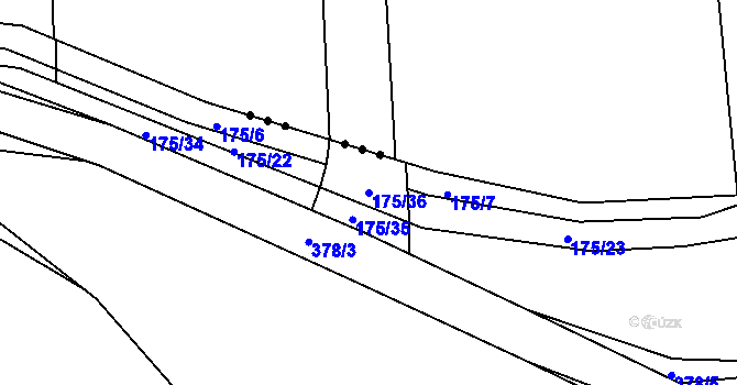 Parcela st. 175/36 v KÚ Ráby, Katastrální mapa
