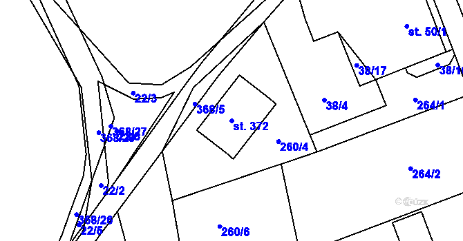 Parcela st. 372 v KÚ Ráby, Katastrální mapa