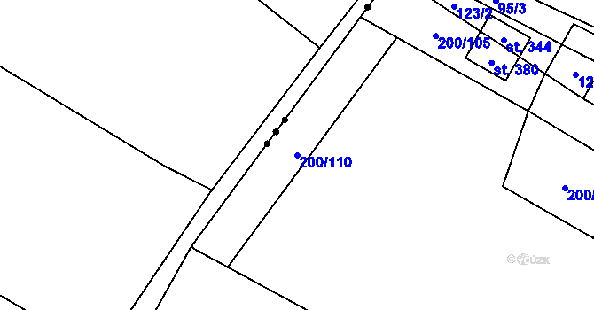 Parcela st. 200/110 v KÚ Ráby, Katastrální mapa