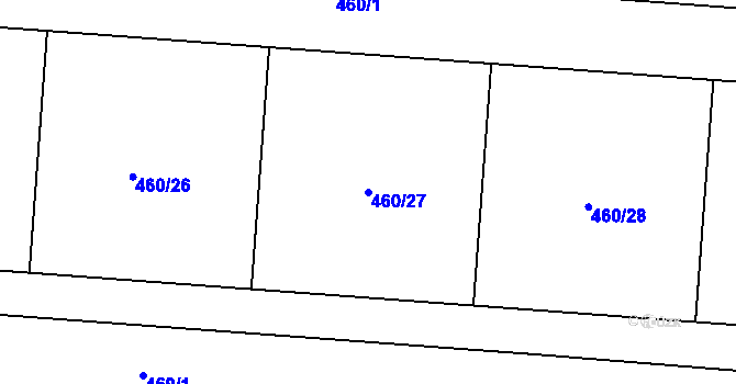 Parcela st. 460/27 v KÚ Ráby, Katastrální mapa