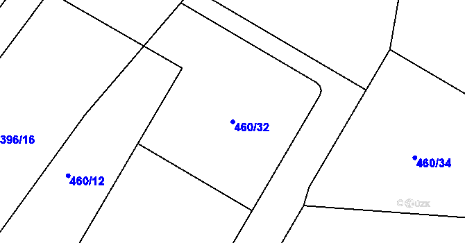 Parcela st. 460/32 v KÚ Ráby, Katastrální mapa