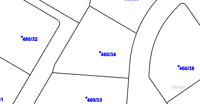 Parcela st. 460/34 v KÚ Ráby, Katastrální mapa