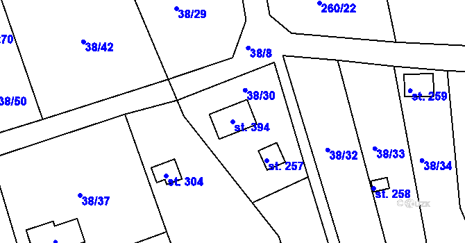 Parcela st. 394 v KÚ Ráby, Katastrální mapa