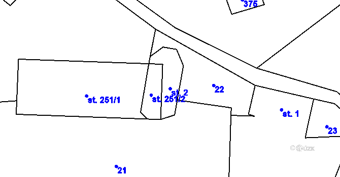 Parcela st. 2 v KÚ Blaženice, Katastrální mapa