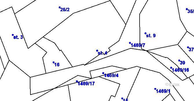 Parcela st. 4 v KÚ Blaženice, Katastrální mapa