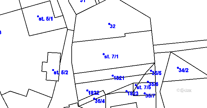 Parcela st. 7/1 v KÚ Blaženice, Katastrální mapa