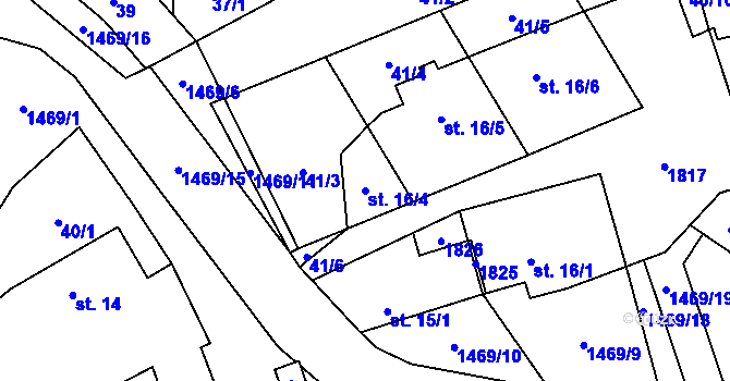 Parcela st. 16/4 v KÚ Blaženice, Katastrální mapa