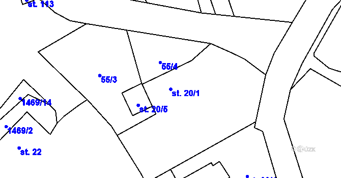 Parcela st. 20/1 v KÚ Blaženice, Katastrální mapa