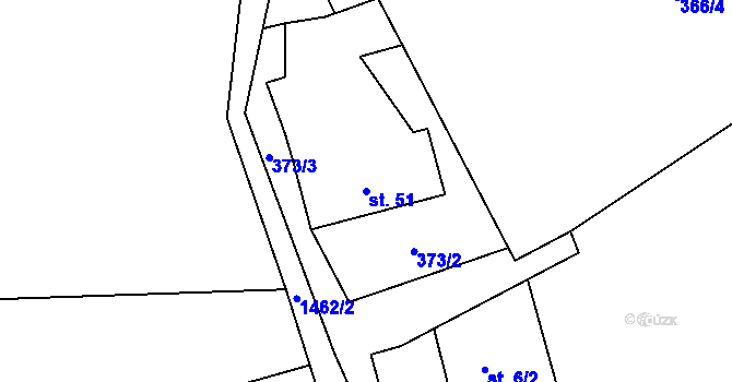 Parcela st. 51 v KÚ Blaženice, Katastrální mapa