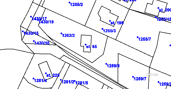 Parcela st. 65 v KÚ Blaženice, Katastrální mapa